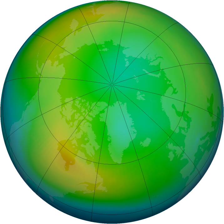 Arctic ozone map for December 1989